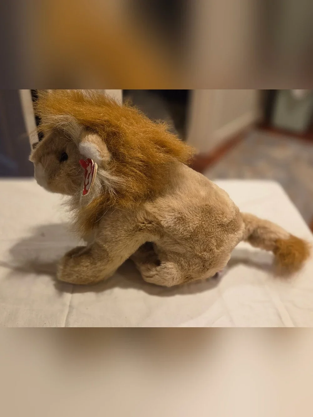1997 Ty Sahara Beanie Buddy Plush Lion Stuffed Animal - Tan and White